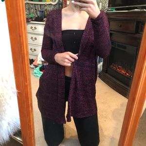 Maroon/black marled long like cardigan